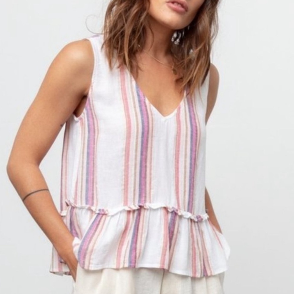 Rails Mira Jewel‎ Stripe Ruffle Tank Top